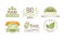 Vector set of food labels with text. Gluten free. Vegetarian nutrition. Emblems for packing natural products