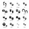 Vector set of footprint of different animals and human.