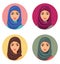 Vector - Set four Arab girls in different traditional headdresses. isolated