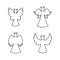 Vector set of four line art angels on white background. Religion decorative  symbols for New year, Christmas