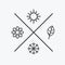 Vector set four seasons icons. the seasons winter spring summer autumn. Flat style, simple lines elements. Weather