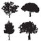 Vector set with four silhouette trees