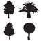 Vector set with four silhouette trees