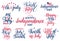 Vector set Fourth of July hand lettering inscriptions for greeting cards etc. Happy Independence Day calligraphy.