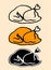 Vector set of fried orange-colored poultry for the holiday. a fried turkey or chicken drawn in the doodle style, an isolated