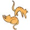 Vector set of funny cats lying, sitting, stretching itself, sleeping. Flat cartoon vector illustration. Cute cartoon cat