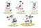 Vector set of funny little dogs, puppy, animal. The dog is sitting, lying, holding a bone, howling, barking, wagging his tail.