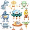 Vector set of funny robots cartoon