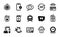 Vector set of Gear, Quote bubble and Loyalty star icons simple set. Vector