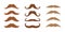 Vector set of gentelman brown mustaches illustration. Photo prop male mustache for masquerade, carnival or party