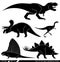 Vector set of geometrically stylized dinosaur icons.