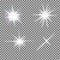 Vector set of glowing light bursts with sparkles