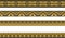 Vector set of gold and black native american ornamental seamless borders.