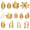 Vector set with gold leaves silhouettes