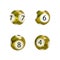 Vector Set of Gold Lottery Balls, Shiny Balls Isolated on White Backgrond, Gambling, 3D Icons.