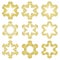 Vector set of golden christmas holiday stars with antique old greek ornament