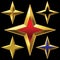 Vector set of golden shiny four-point stars