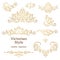 Vector set with golden vignettes in Victorian style.