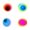 Vector set of gradient circles of vibrant colors. Rainbow colored collection of blurred holes on white background. Green, blue, re