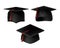 Vector set of graduation caps with red tassels