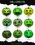 Vector set of green pumpkins in honor of Halloween