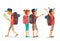 Vector set group of young tourist with backpack.