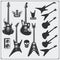 Vector set of guitars. Black and white design.