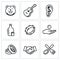 Vector Set of Gypsy Camp Icons. Bear, Guitar, Eear Ring, Alcohol, Tambourine, Beggar, Wedding, Agreement, Silverware.