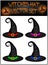 Vector set of Halloween realistic witches hat. Illustration isolated on white background
