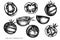 Vector set of hand drawn black and white grilled tomato