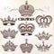Vector set of hand drawn detailed crowns for design
