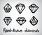 Vector set of hand-drawn diamond icons