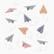 Vector set of hand drawn doodle paper airplane isolated on white background.