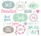 Vector set of hand drawn vintage cute labels, sale tags, lettering