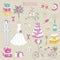 Vector set of hand drawn wedding icons