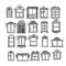 Vector set of hand-drawn windows of different shapes, sizes and styles