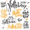 Vector set of hand lettering halloween quotes - happy halloween, trick or treat and others, written in various styles