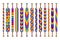 Vector set of handmade friendship bracelets of threads isolated on white background. Pride parade, LGBT and free love