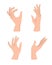 Vector set of hands gestures with trendy grain textured shadow. Collection of human arms isolated on white
