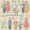Vector set with happy families.