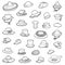 Vector set of hats, black and white collection of clothes and accessories