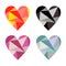 Vector set of hearts symbols. Colorful graphic illustrations isolated on the backgrounds.