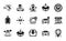 Vector set of Helicopter, Metro subway and Send box icons simple set. Vector