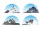 Vector set of hill and nature elements. Snow illustration winter landscape with relief semicircle isolated on background