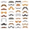 Vector set of hipster retro hair style mustache vintage old shave male facial beard haircut illustration