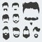 Vector set of hipster retro hair style mustache vintage old shave male facial beard haircut isolated illustration