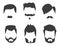 Vector set of hipster retro hair style mustache vintage old shave male facial beard haircut isolated illustration