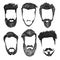 Vector set of hipster style haircut, beard, mustache