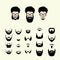 Vector set of hipster style haircut, glasses