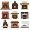 Vector set of home fireplaces.